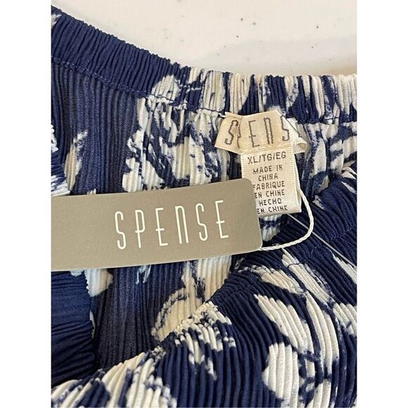 Spense women’s blouse XL navy white NWT pleated - Picture 7 of 7